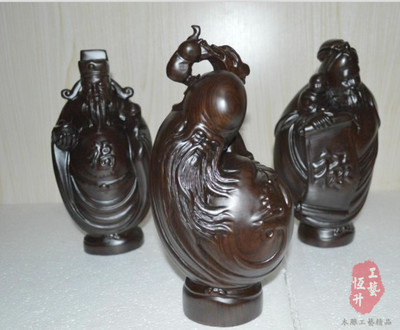 黑檀木雕福祿壽擺件 傳統(tǒng)工藝與現(xiàn)代家居的完美融合